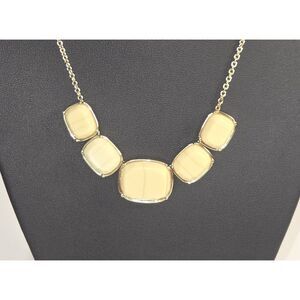 LC Bib Necklace Cream with Brown Veining on Gold Tone